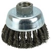 Weiler Wolverine 3" Knot Wire Cup Brush .020" Steel Fill 5/8"-11 UNC Nut 36238